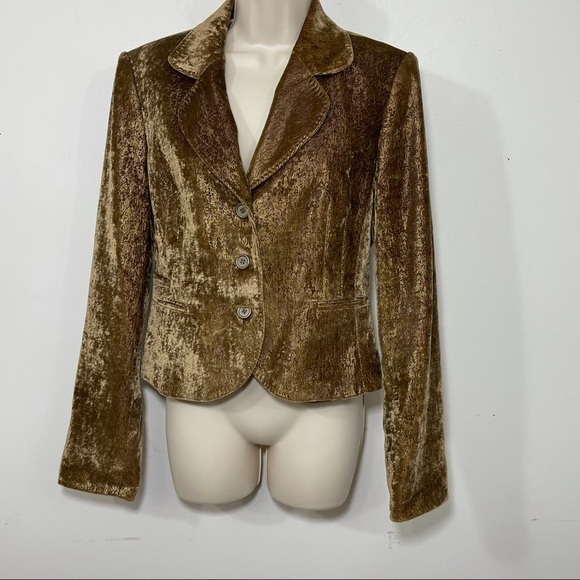 St. Emile Blazer Jacket Womens Corduroy Us6 D38 Gold Party Single Breasted